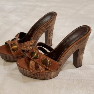 Cathy Jean Brazil Tribal Print Leather Sandals 6